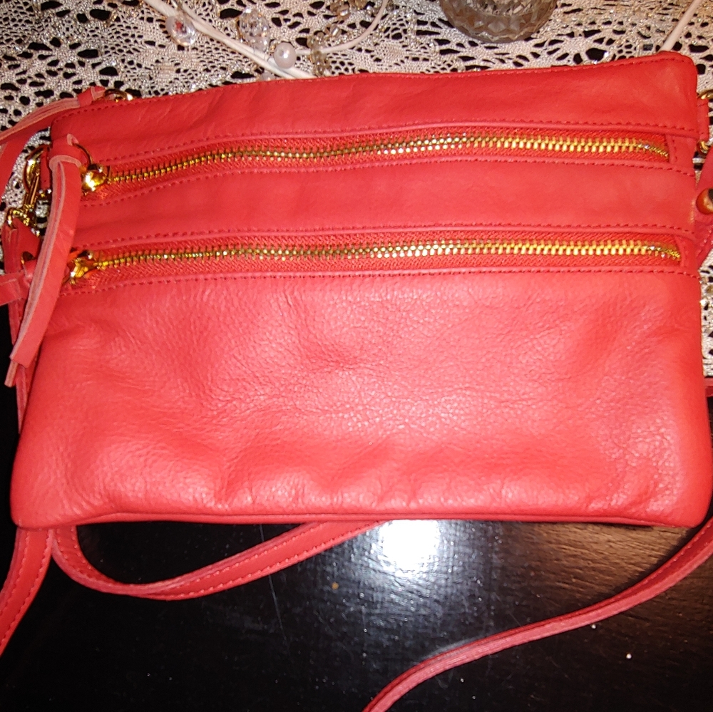 CLARKS Orange Leather Crossbody
